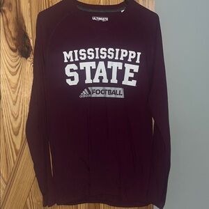 adidas Burgundy Long Sleeve Tee with White Print